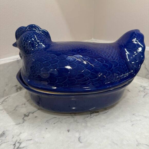 vintage Taylor & Ng Environmental Ceramics Nested Hen Chicken Roaster - Picture 1 of 13